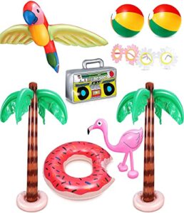 lenbest 10pcs lilo Pool Party Inflatable - Inflatable Palm Tree | Beach Balls Inflatable | Inflatable Flamingo Pool Toys - Hawaiian Summer Pool Beach Party Pool Float - Hawaiian Party Decorations