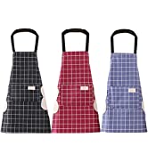 Kitchen Apron, 3 Pack Unisex Cooking Apron Bib Aprons With Pocket Oil-Proof & Waterproof Apron Fo...