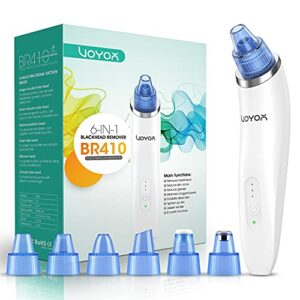 VOYOR Blackhead Remover Vacuum Suction Facial Pore Cleaner Electric Acne Comedone Extractor Kit with 6 Microcrystalline Head for Women and Men Black Heads Extraction BR41