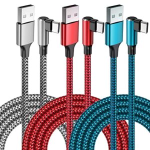 USB C Charger Cable 3Pack 1M+1M+1.8M USB Type C Charger Cable Fast Charging Right Angle USB C Cable Nylon Braided for Samsung Galaxy S21 S20 S10 S9 S8 Note 10 9 8