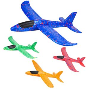 YongnKids Foam Airplanes for kids | Glider Planes for Kids | 4Pcs Throwing Airplane Toys for 3 4 5 6 7-12 Year Ols Boys Girls