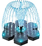 SZMP Solar Fountain 5W Bird Bath Fountains 2023 Upgraded UFO Lights, Solar Powered Fountain Pump ...
