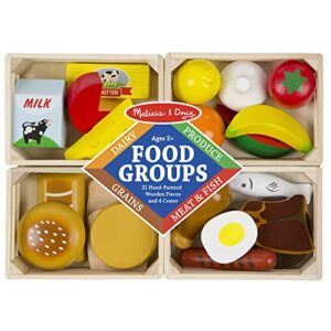 Melissa & Doug Wooden Food Groups | Wooden Toys | Pretend Play | Play Food Toy for Kids | 3+ | Gift for Boy or Girl