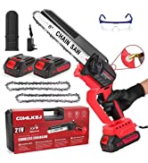 CQWLKEJ Mini Chainsaw 6inch Electric Chainsaw Cordless Pruning Chain Saw with 2PCS Rechargeable B...