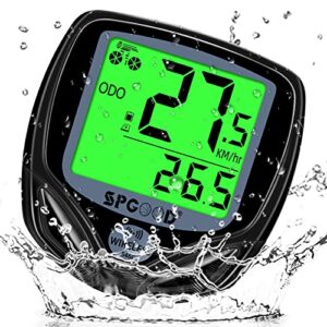 SPGOOD Bike Computer Wireless Universal 19 Functions IP54 Waterproof with Backlit Display
