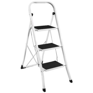 Home Vida 3-Step Steel Portable Folding Heavy Duty Ladder - Multi-Colou