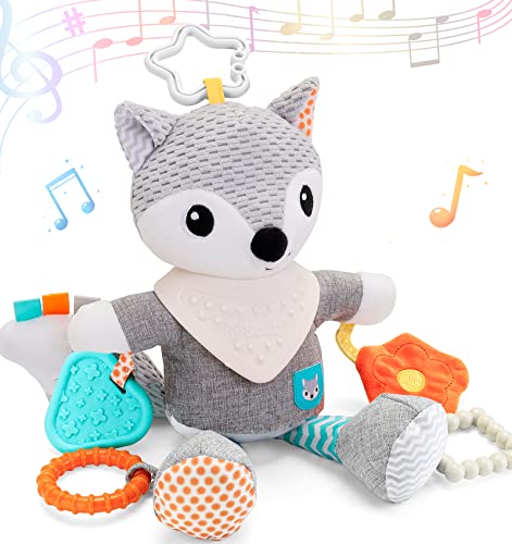 FPVERA Pram Toys for Baby 0-6 Months - Soft Newborn Sensory Hanging Activity Toy with Teether
