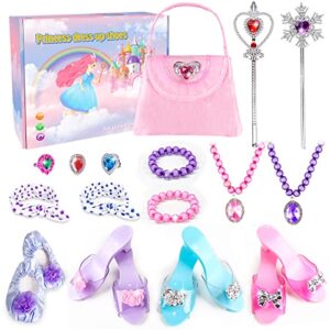 Princess Dress Up Shoes - Princess Toys with Play Shoes & Pretend Jewelry Accessories for Little Girls Aged 3