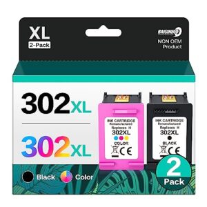 BAISINECO 302XL Ink Cartridges Black and Colour High Yield Remanufactured HP 302 Ink Cartridges Combo Pack for HP Envy 4520 4523 4524 4527 Deskjet 2130 3630 3636 Officejet 3830 3831 3835