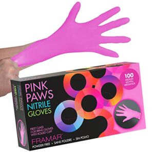 FRAMAR Pink Nitrile Gloves Medium &ndash; Disposable Gloves Medium