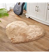 Cekene Heart Shaped Area Rug for Bedroom 70x90cm Sheepskin Shaggy Rug Pink Fluffy Soft Floor Carp...