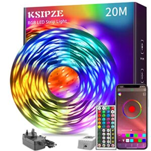 KSIPZE 20m Led Strip Lights RGB Music Sync Color Changing