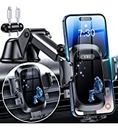 YRU Car Phone Holder, 2023 Upgraded Super Suction & Clip Universal Car Phone Mount, 360° Rotation...
