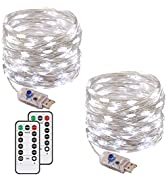 [2 Pack] Fairy String Lights, 120LED 12M/40Ft 8 Modes USB Plug in Powered Lights Waterproof Outdo...