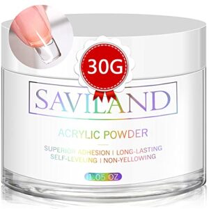 Saviland Clear Acrylic Powder - 30g Professional Acrylic Nail Powder for Acrylic Nails Extension