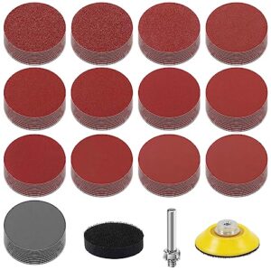 KONGMING 130 Pcs Sanding Disc 50 mm Hook and Loop Grit 80 100 120 150 240 320 400 600 800 1000 1200 2000 3000 Sanding Pad 2 inch Drill Sanding Attachme