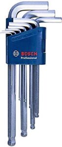 Bosch Professional 1600A01TH5 Allen Key Set HEX 9-Piece Angled Wrench 1.5-10.0mm Blue