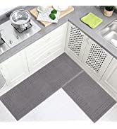 Cekene 2 Piece Non-Slip Kitchen Mat Rubber Backing Doormat Runner Rug Set, Non-Slip Kitchen Rugs ...
