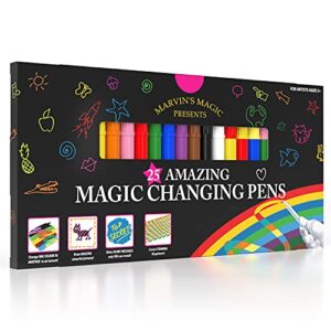 Marvin's Magic - Amazing Magic Pens - Colour Changing Magic Colouring Pens Set - Create 3D Lettering or Write Secret Messages - Magical Art Supplies - 25 Magical Coloured Pens