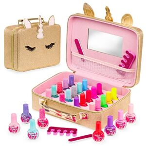 Style Girlz Nail Varnish Sets For Girls - Unicorn Vanity Case With 20 Nail Polish Colours & Accessories - Nail Polish For Kids - Kids Nail Varnish Se
