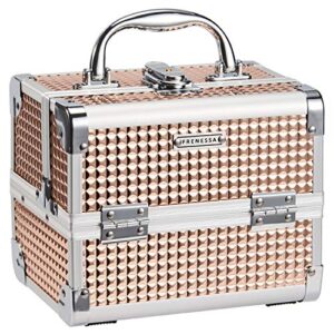 Joligrace Girls Makeup Box with Mirror Cosmetic Case Jewelry Organiser Light Weight Lockable with Keys