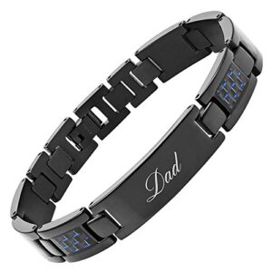 Willis Judd DAD Titanium Bracelet Engraved Love You Dad Carbon Fiber Adjusting Tool & Gift Box Included