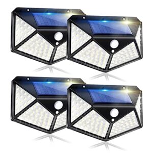 CUIFULI Solar Lights Outdoor Garden Light - 4 Packs Solar Security Lights Outdoor Motion Sensor 3 Modes Waterproof Solar Powered Outdoor Wall Lights for Garden
