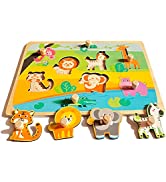 Funsland Wooden Toddler Puzzles, Chicken Hatching and Growth Wooden Jigsaw for Kids Ages 3-5, Edu...