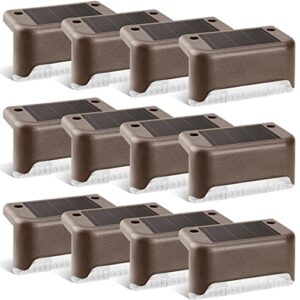GIGALUMI Solar Deck Lights 12 Pcs Solar Solar Step Lights Bronze Solar Fence Lights Waterproof for Outdoor Pathway