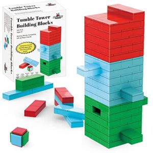 APOSTROPHE Games Tumble Tower Building Block Set - 349 Pieces - Build Your Own Block Stacking Tower Board Game