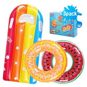 Auney 3 Pack Swim Ring for Kids Inflatable Pool Floats Summer Beach Water Float Party Toys River Raft Lounge Swimming Tube