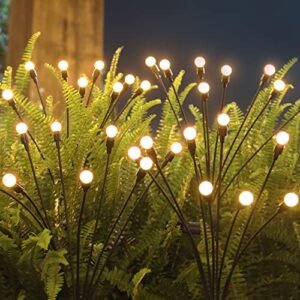 Solar Lights Outdoor Garden Waterproof Swaying Starburst Vibrant Solar Powered Firefly Lights 2 Pack 8 LED Two Shinning Mode Garden Decorations for Party Pathway Fence Yard Landscape Garden Ornaments