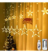 Garlocht Star Curtain Lights, 12 Star Light 138 LED Window Lights, with 8 Modes Star Fairy Lights...
