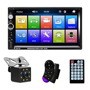 Double Din Car Radio Bluetooth NHOPEEW 7 Inch Car Stereo MP5 Player Touch Screen Digital Display Multimedia Build-in Autoradio FM AUX USB SD Function with Steering Wheel Control + Backup Camera