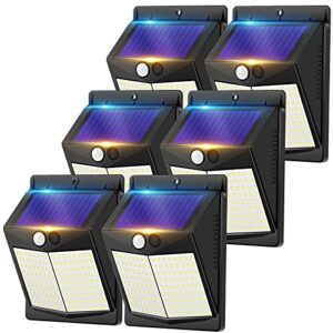 Security Lights Outdoor Motion Sensor - 144 LED Solar Powered Security Light Outside Garden Fence Lights Waterproof Outdoor Wall Lighting 3 Modes Solar Pir Lights for Front Door Yard Garage            [Energy Class A+++]