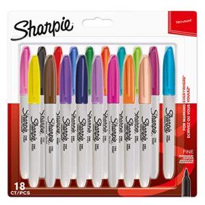 Sharpie Permanent Markers | Fine Point | Assorted Fun Colours | 18 Cou