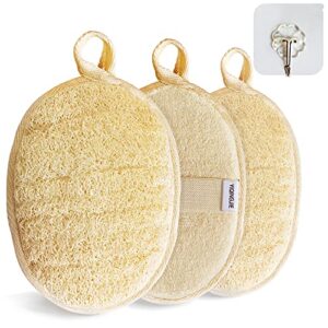 Natural Loofah Sponge Exfoliating Body Scrubber (3 Pack)