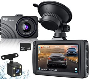 NOLYTH Dash Cam Front and Rear Dashcam 1080P Full HD Dash Camera In Car Camera Dashboard Camera Dash Cams for Cars with Free 32G SD Card