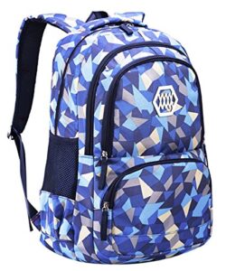 SellerFun Girl Geometric Printed Primary Junior High University School Bag Bookbag Backpack(2# Blue