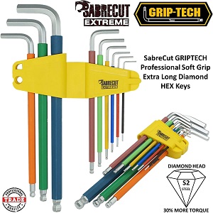 SabreCut 9 Piece SCHEX009S Soft Grip Extra Long Hex