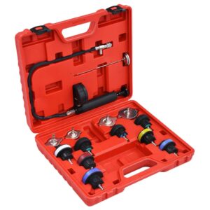 idaXL 14 Piece Cooling System & Radiator Cap Pressure Tester Garage Equipment Tools Easy to Storage Car Enthusiasts Workshop Tool