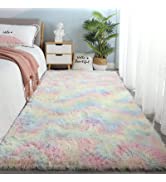 Cekene Fluffy Area Rug Plush Carpet Decor Blanket Large Soft Gradient Tie-Dye Fur Rug, 80x160 cm ...