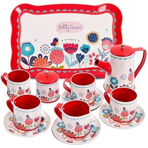 BUYGER Childrens Tin Tea Set Toy