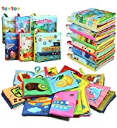 teytoy My First Baby Book Black and White High Contrast Soft Cloth Book with Teething Tag Crinkle...