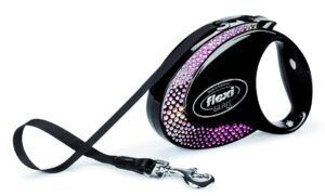 flexi Glam Composition Retractable Tape Lead with Swarovski Crystals