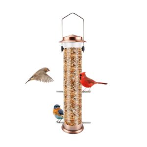 Urban Deco Niger Seed Bird Feeder for Finch Hanging Goldfinch Feeder Thistle Seed Feeder Metal Tube Feeder for Garden Outdoor Coppe