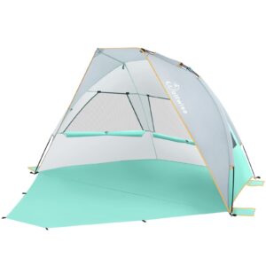 WolfWise 3 Person Portable Beach Tent UPF 50+ Sun Shade Canopy Umbrella with Extendable Floor
