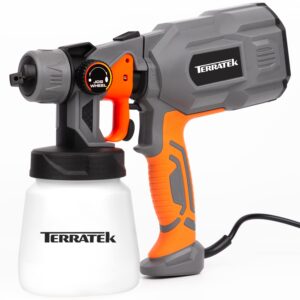 Terratek Fence Paint Sprayer 550W DIY Electric HVLP Hand Held Spray Gun with 3 Spray Patterns and Adjustable Valve with 800ml Paint Containe