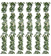 Cekene 4PCS 26Ft Artificial Eucalyptus Garland with Willow Leaves Hanging Green Eucalyptus Plant ...