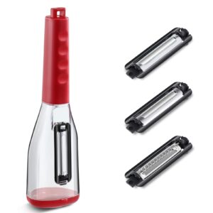 Vegetable Peeler with Storage Container with 3 Interchangeable Blades